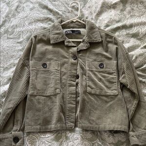 Zara Khaki Corduroy Utility Jacket